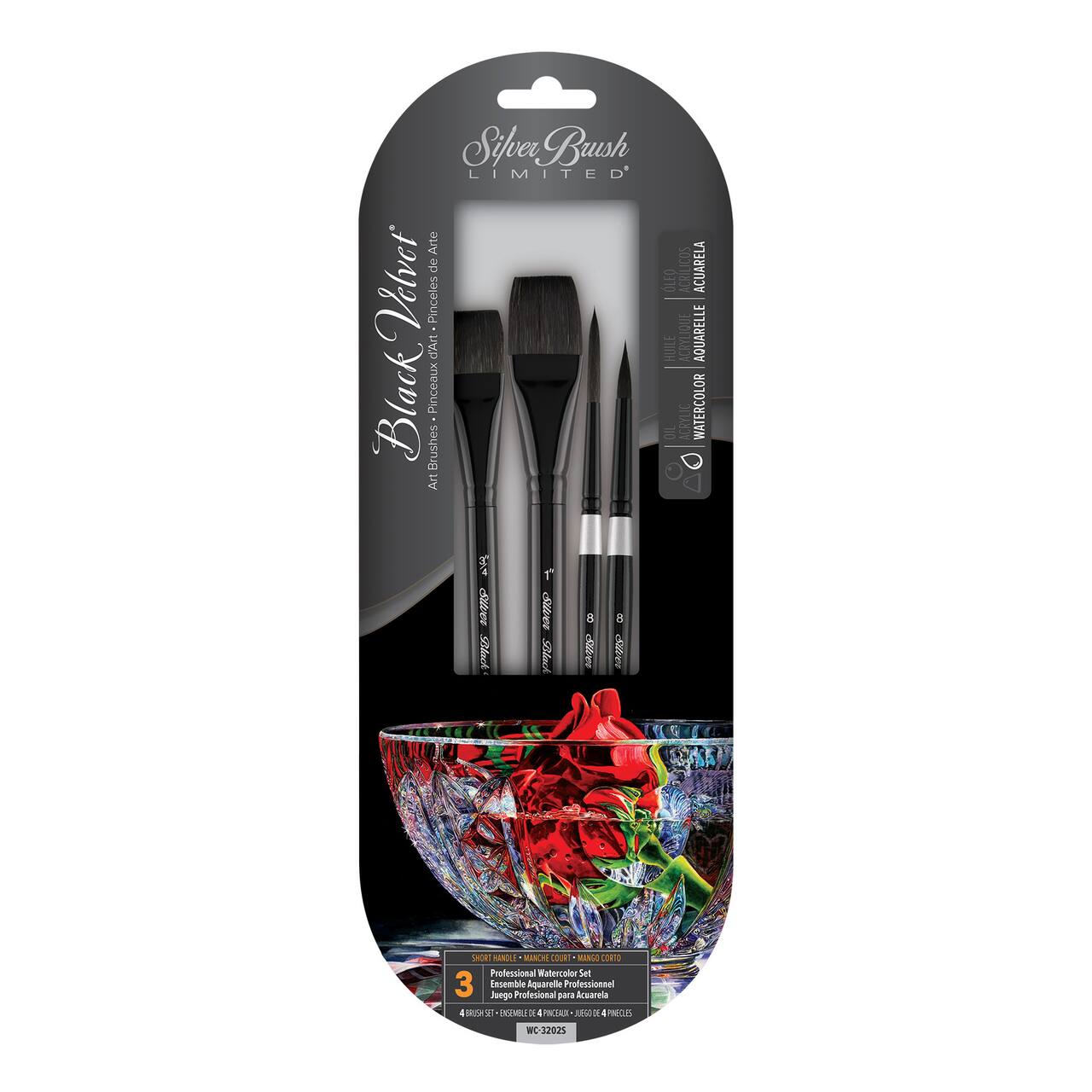 Silver Brush Limited Black Velvet® 4 Piece Best Watercolor Brush Set